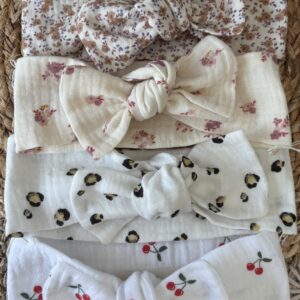 bandeau gaze de coton fleuri